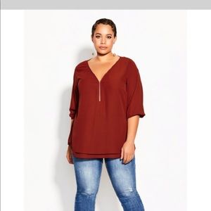Copper color zipper blouse